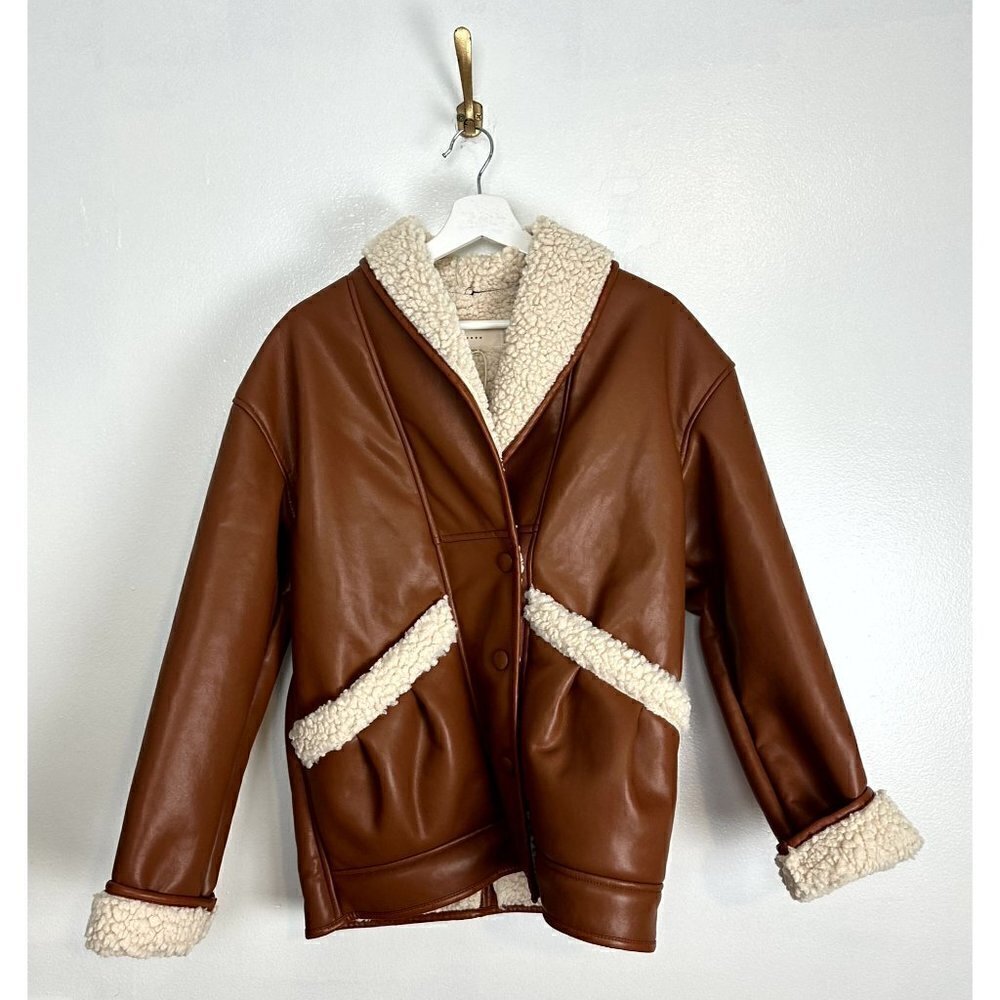 BLANKNYC Faux Shearling & Faux Leather Jacket in Rainmaker Size X-Small NWT - Picture 2 of 5